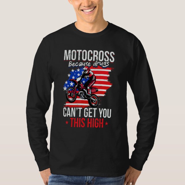 Camiseta Us Flag Mx Motocross Because Drugs Cant Get You Th (Anverso)