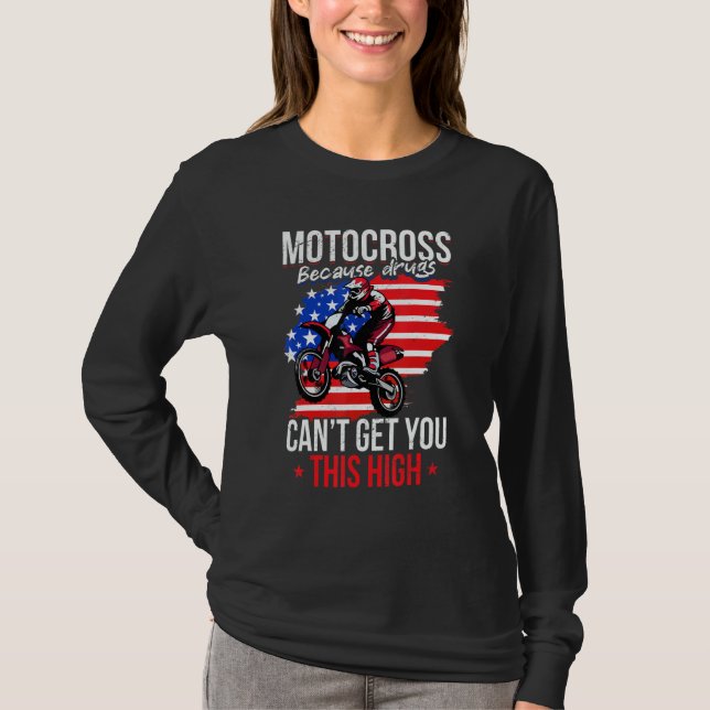 Camiseta Us Flag Mx Motocross Because Drugs Cant Get You Th (Anverso)