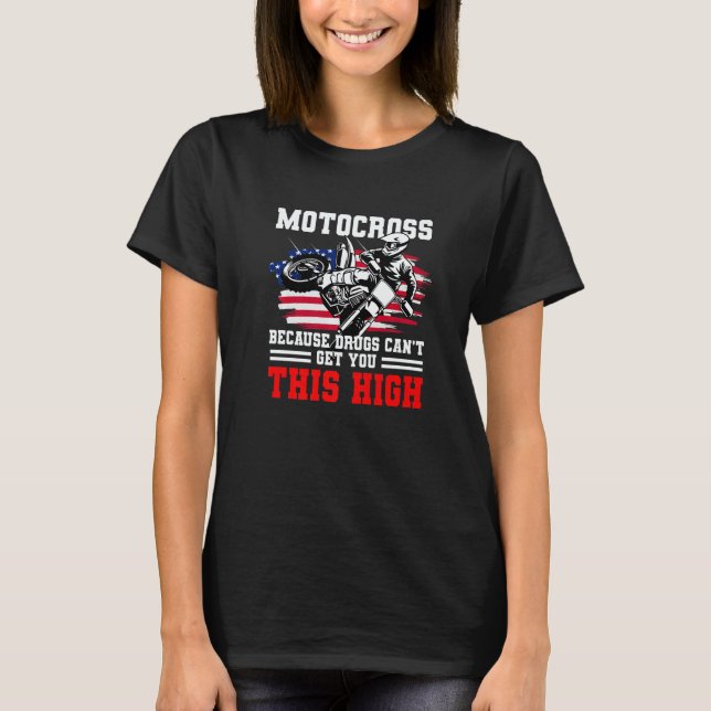 Camiseta Us Flag Mx Motocross Because Drugs Cant Get You Th (Anverso)