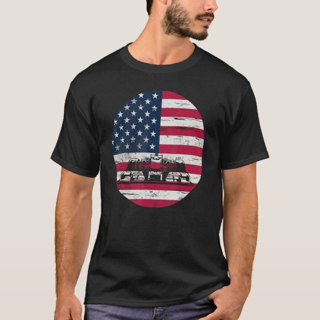 Camiseta US Flag Patriot Formula Racing Lovers Car Fan_2 (Anverso)
