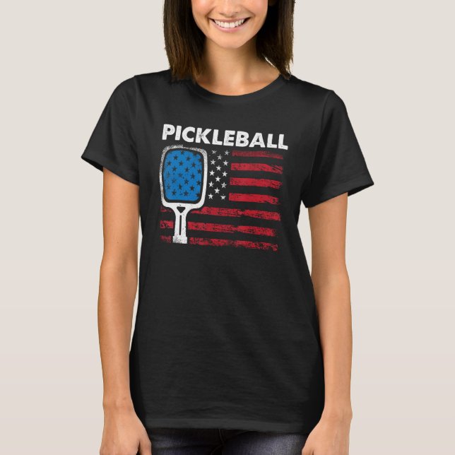 Camiseta US Flag Pickleball Player Paddleball (Anverso)