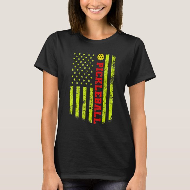 Camiseta US Flag Pickleball Player Paddleball Lover (Anverso)