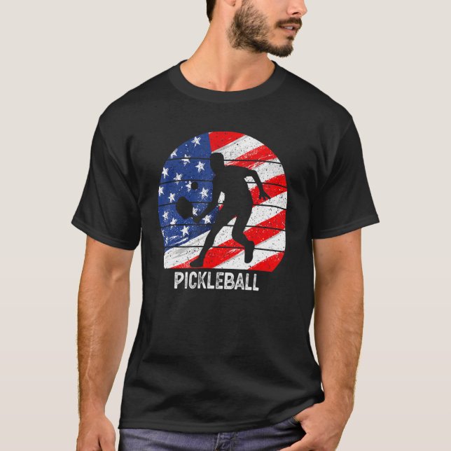 Camiseta US Flag Pickleball Player Paddleball Lover Men Wom (Anverso)