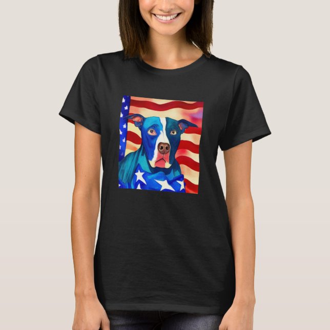 Camiseta US Flag Pitbull Terrier Dog Breed American Patriot (Anverso)