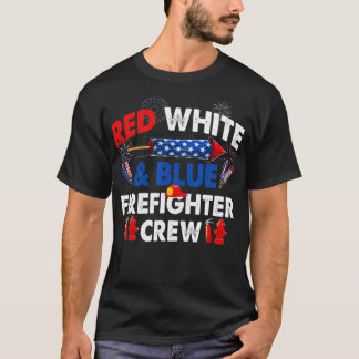 Camiseta US Flag Red White & Blue Firefighter Crew 4th of J