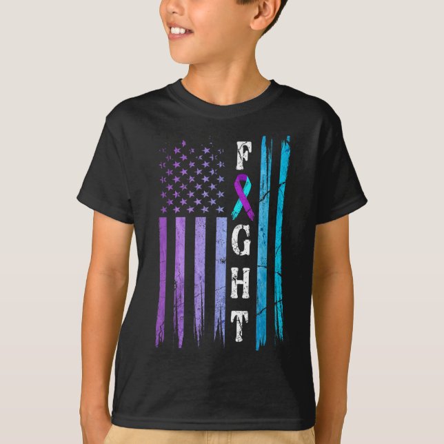 Camiseta Us Flag Suicide Prevention Awareness Fight Wear Pu (Anverso)