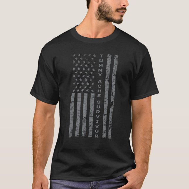 Camiseta US Flag Tummy Ache Survivor Abdominal Ache Stomach (Anverso)