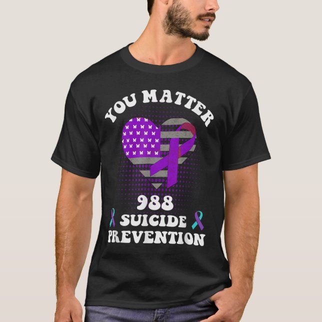 Camiseta Us Flag You 988 Suicide Prevention Awareness Ribbo (Anverso)