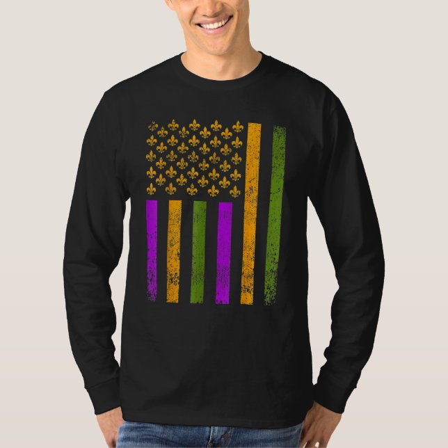 Camiseta US Mardi Gras Flag Celebration For Men & Women (Anverso)