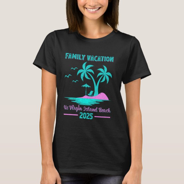 Camiseta Us Virgin Island Family Vacation 2025 Palm Tree (Anverso)