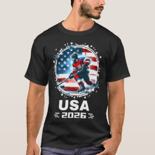 Camiseta Usa 2026 Hockey Bandera Americana Mujeres Hombres