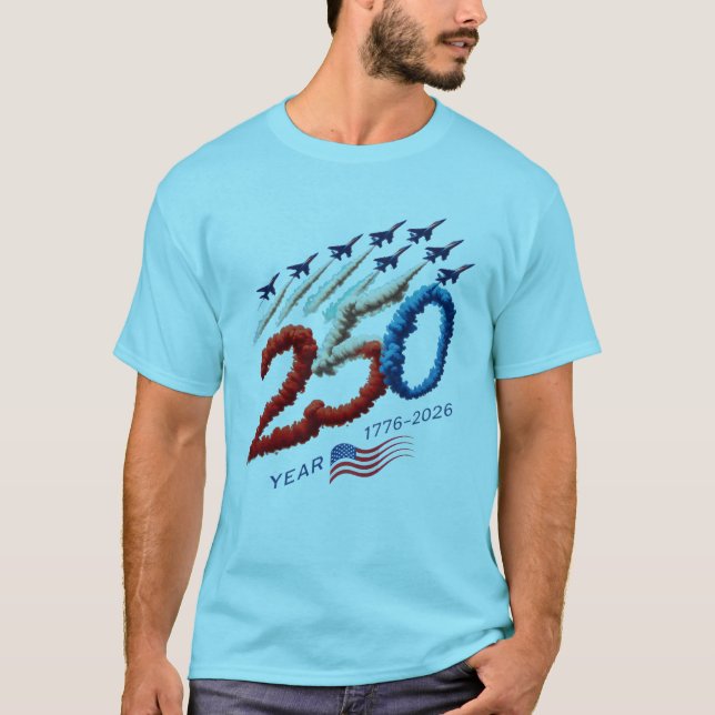 Camiseta USA 250 Years Anniversary Jet Formation Patriotic (Anverso)
