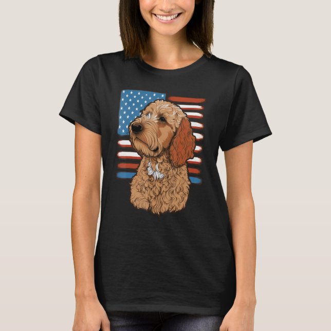 Camiseta USA 4th Of July Golden Doodle on American Goldendo (Anverso)