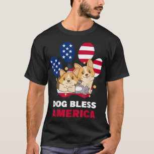 Camiseta USA 4th of july Patriotic Dog American Corgi T-Shi