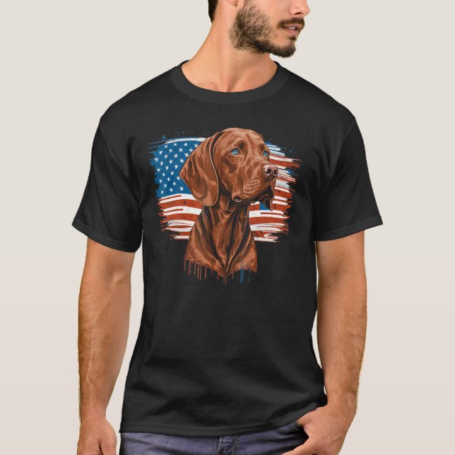 Camiseta USA 4th Of July Vizsla on Patriotic American Vizsl (Anverso)