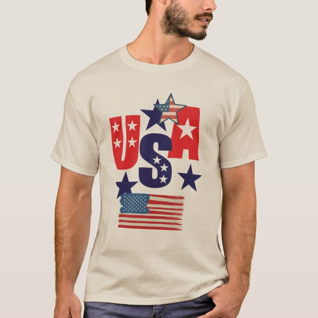 Camiseta USA 5 Star Patriotic Design – American Pride Gift  (Anverso)