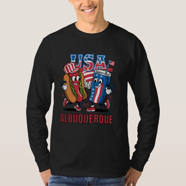 Camiseta USA Albuquerque Hotdog and Soda Cartoon (Anverso)