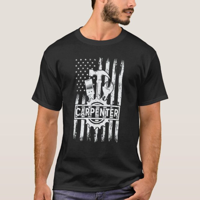 Camiseta Usa American Flag 4th Of July Carpenter Woodworker (Anverso)