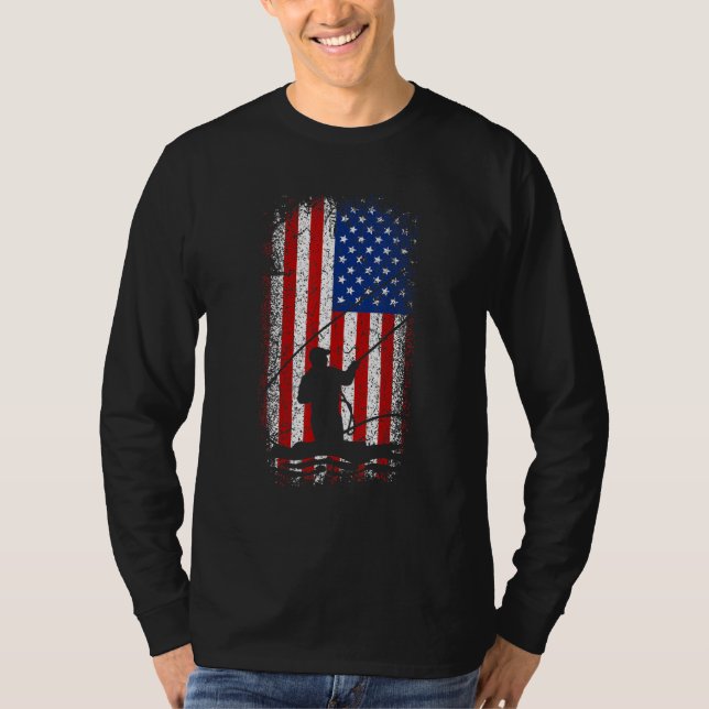 Camiseta Usa American flag 4th of july fly fishing (Anverso)