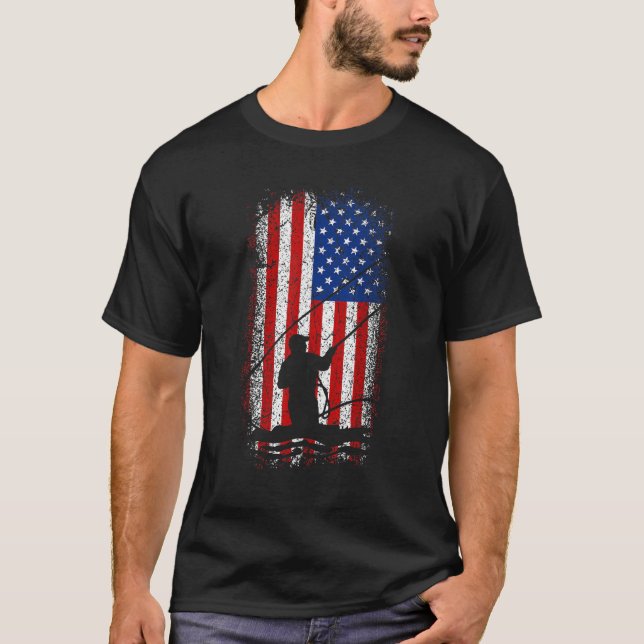 Camiseta Usa American flag 4th of july fly fishing (Anverso)