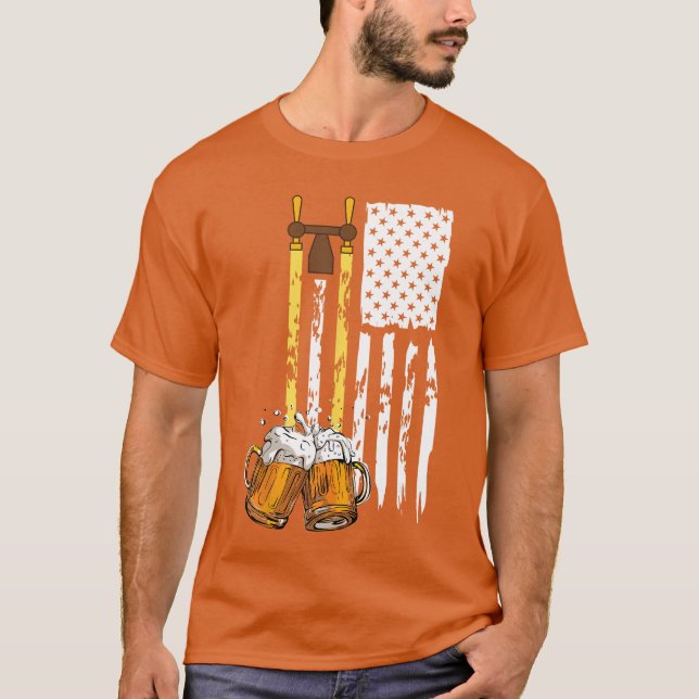 Camiseta USA American Flag Beer Drinking Beer T Shirt For M (Anverso)
