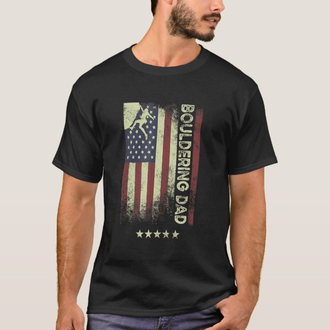 Camiseta USA American Flag  Bouldering Dad 1 (Anverso)