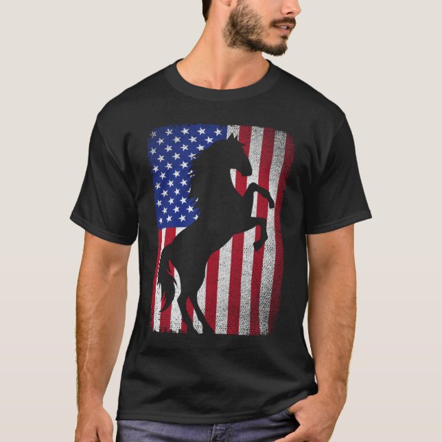 Camiseta  USA American Flag Horse Lover USA Patriotic 4th o (Anverso)