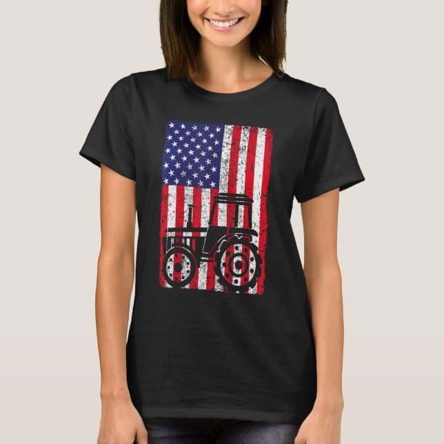 Camiseta USA American Flag Patriotic Farm Tractors Farming (Anverso)