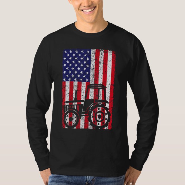 Camiseta USA American Flag Patriotic Farm Tractors Farming (Anverso)