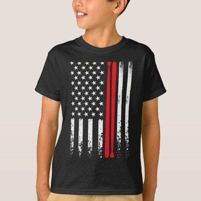 Camiseta Usa American Flag Retro Music Drummer Drummer Stic (Anverso)