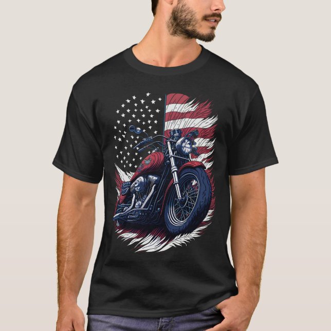 Camiseta USA American Flag Rider Motorcycle Veteran Biker (Anverso)