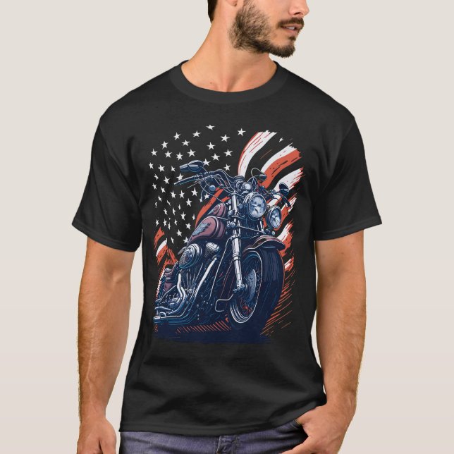 Camiseta USA American Flag Rider Motorcycle Veteran Biker (Anverso)
