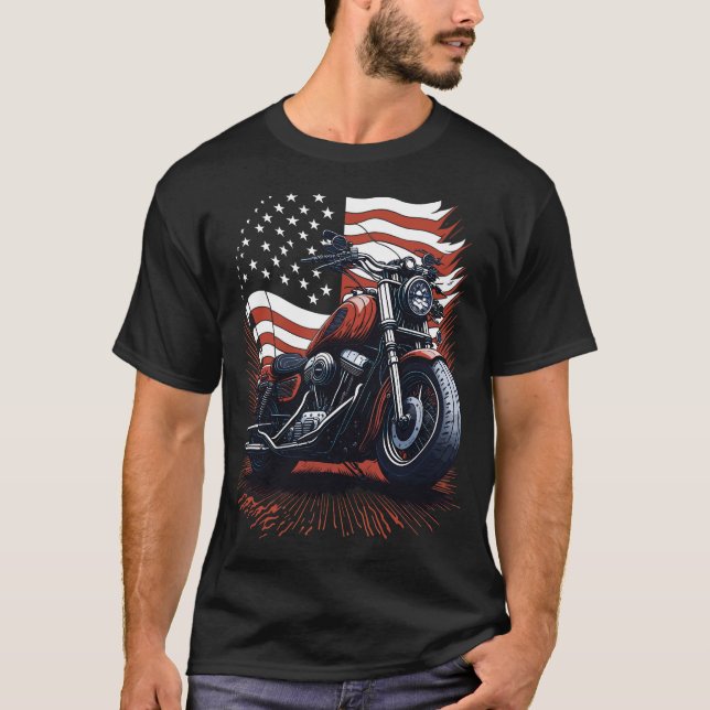 Camiseta USA American Flag Rider Motorcycle Veteran Biker (Anverso)