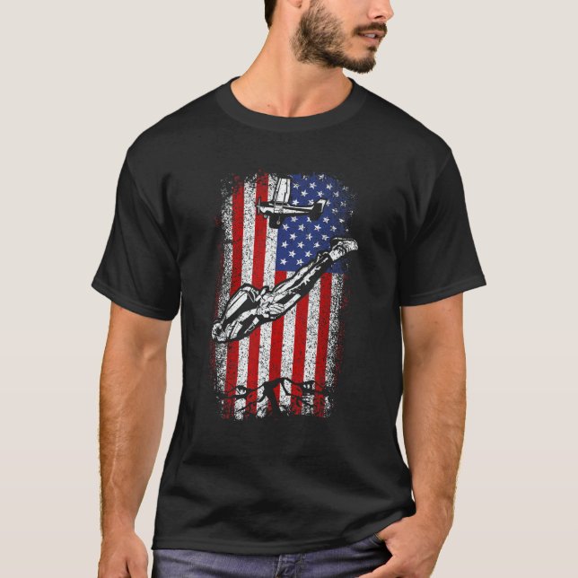 Camiseta Usa American Flag Skydiving 4th Of July (Anverso)