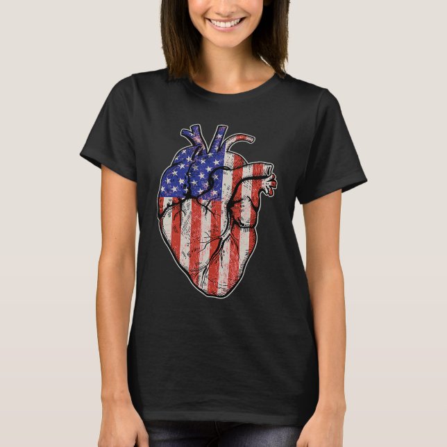 Camiseta USA Anatomic Heart US Flag Patriot Heart (Anverso)