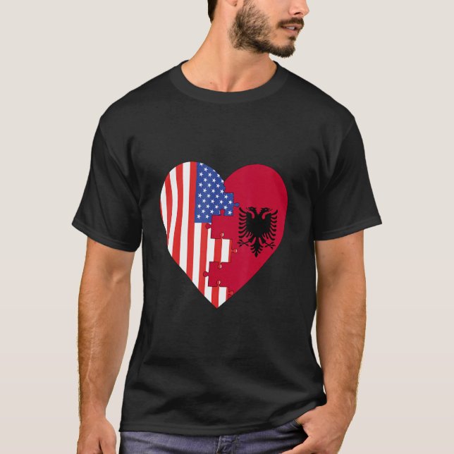 Camiseta USA and Albania Flags Heart (Anverso)