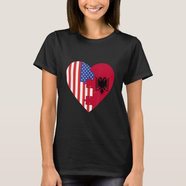Camiseta USA and Albania Flags Heart (Anverso)
