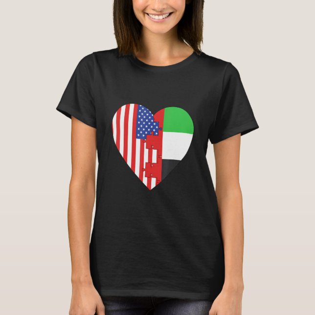 Camiseta USA and Arab Emirates Flags Heart (Anverso)