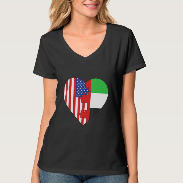 Camiseta USA and Arab Emirates Flags Heart (Anverso)
