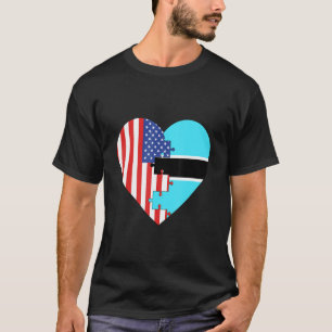 Camiseta USA and Botswana Flags Heart