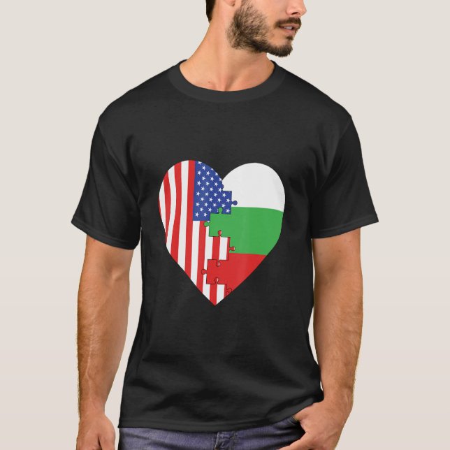 Camiseta USA and Bulgaria Flags Heart (Anverso)