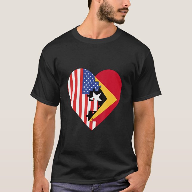 Camiseta USA and East Timor Flags Heart (Anverso)