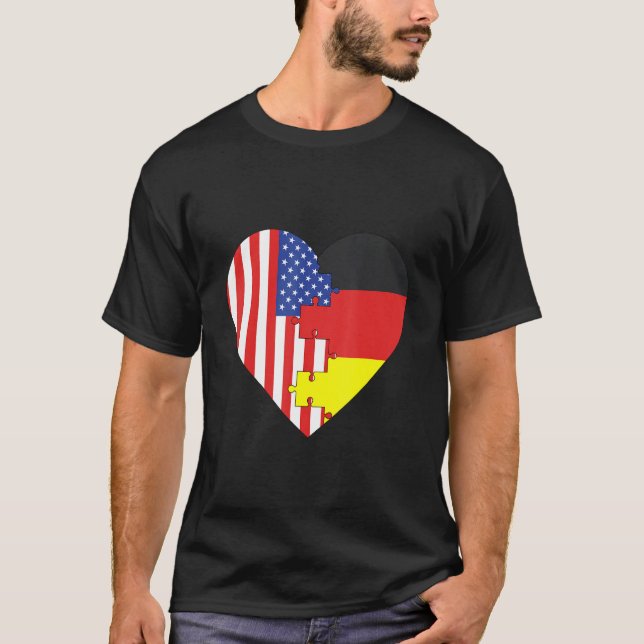 Camiseta USA and Germany Flags Heart (Anverso)