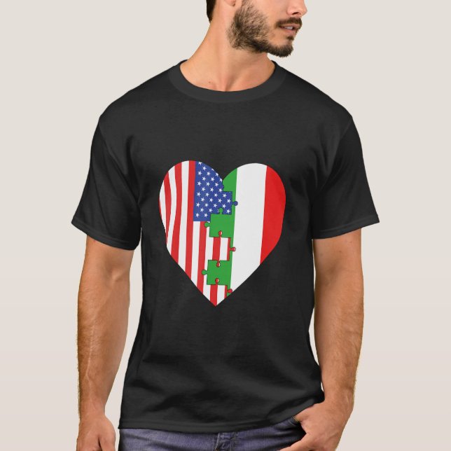 Camiseta USA and Italy Flags Heart (Anverso)