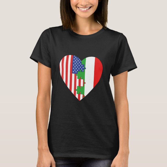Camiseta USA and Italy Flags Heart (Anverso)