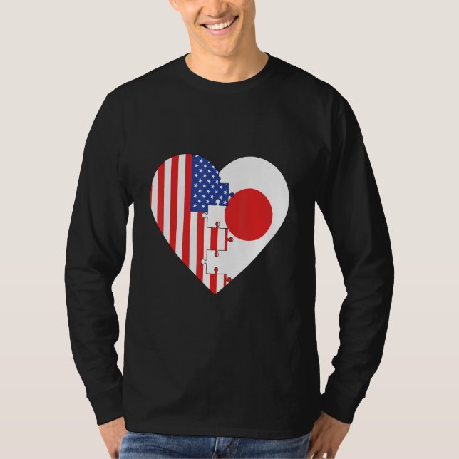 Camiseta USA and Japan Flags Heart (Anverso)