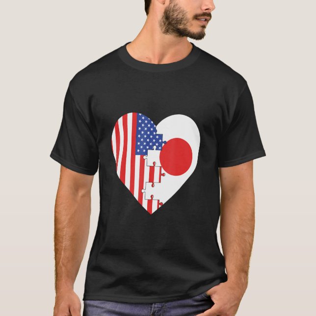 Camiseta USA and Japan Flags Heart (Anverso)