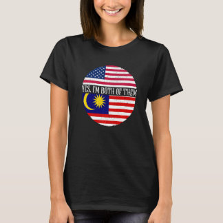 Camiseta USA And Malaysia Vintage Flags  Yes I'm Both Of Th
