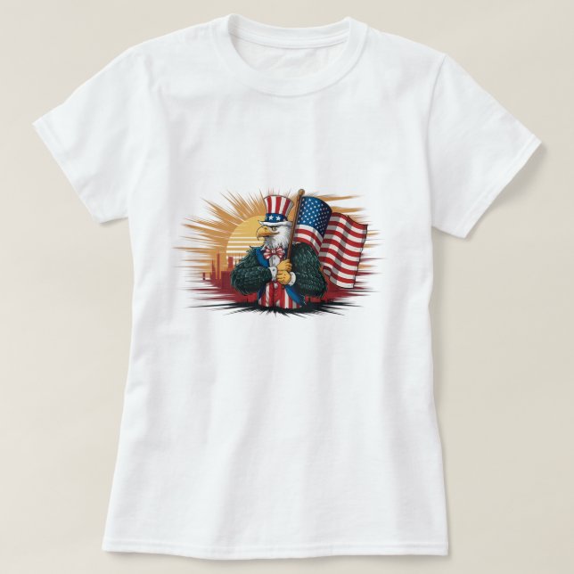 Camiseta usa Bald Eagle como un Tío Sam Outfit es  (Diseño del anverso)