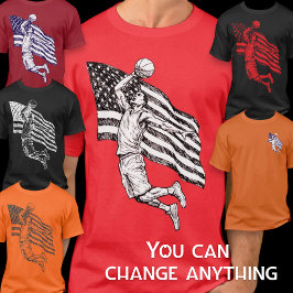 Camiseta USA Basketball Slam Dunk American Flag Sketch Art